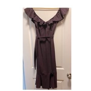 Stop staring! Wine color midi dress.